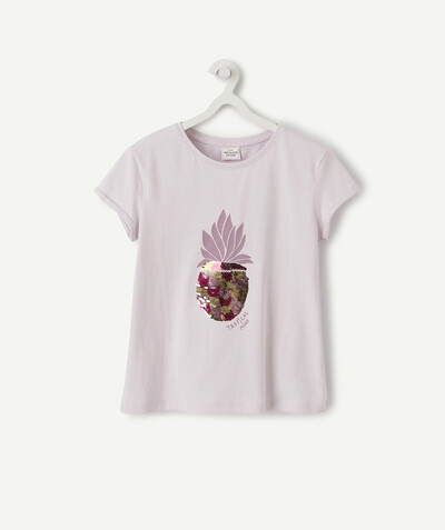 Original Days radius - VIOLET T-SHIRT IN RECYCLED FIBRES WITH A SEQUINNED PINEAPPLE