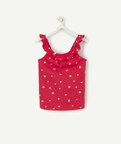 TOP radius - RASPBERRY PRINTED TANK TOP IN RECYCLED COTTON WITH FRILLS