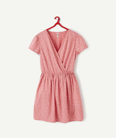 Dress Tao Categories - PINK V-NECK DRESS WITH A FLOWER PRINT