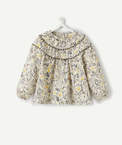 Baby-girl radius - WHITE BLOUSE WITH A YELLOW AND GREY PRINT