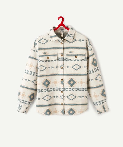 Clothing Tao Categories - CREAM PATTERNED COTTON JACKET WITH POCKETS