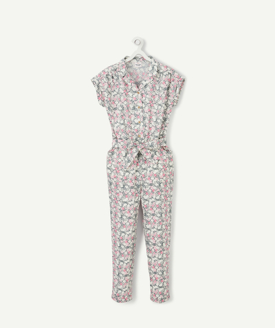 SETS radius - FLOWER-PATTERNED JUMPSUIT IN COTTON AND LINEN