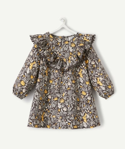 Baby-girl radius - GREY DRESS WITH A YELLOW AND WHITE PRINT