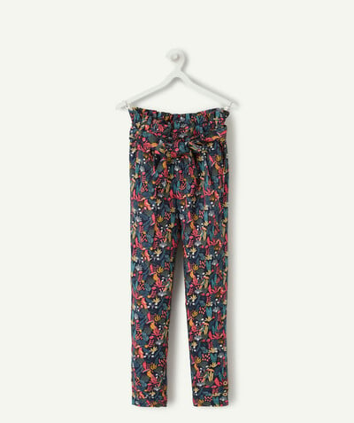 BOTTOMS radius - FLUID TROPICAL PRINT TROUSERS IN VISCOSE