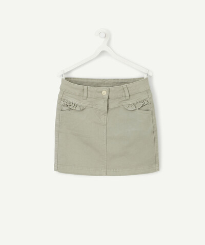 Low prices  radius - STRAIGHT KHAKI SKIRT WITH FRILLS ABOVE THE POCKETS