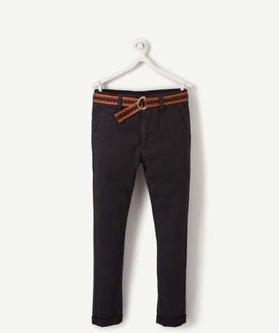 Private sales radius - SLIM BLACK TROUSERS WITH A CAMEL BELT