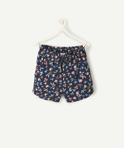 Girl radius - NAVY BLUE COTTON SHORTS WITH A PINK AND BLUE FLORAL PRINT