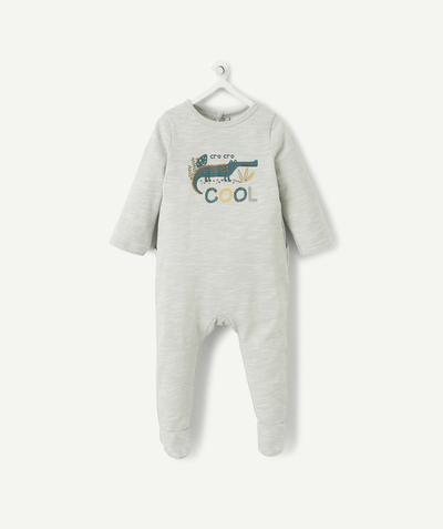 Low prices radius - GREEN SLEEP SUIT IN ORGANIC COTTON WITH A FLOCKED CROCODILE