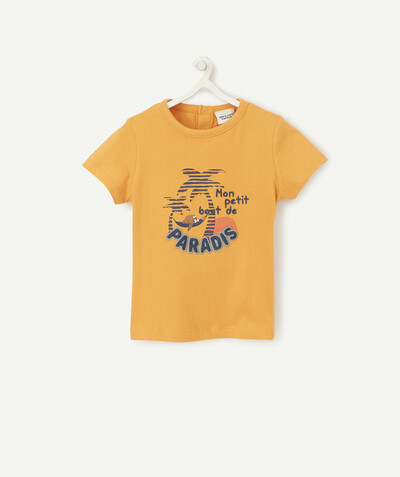 T-shirty - Koszulki Rayon - POMARAŃCZOWY T-SHIRT Z BAWEŁNY EKOLOGICZNEJ Z LENIWCEM
