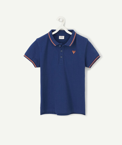 Boy radius - BLUE AND ORANGE POLO SHIRT WITH A DESIGN OVER THE HEART
