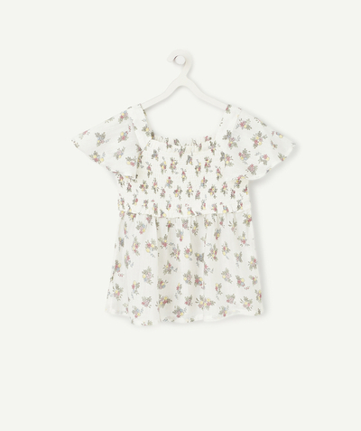 Private sales radius - WHITE BLOUSE WITH STRAPS WITH FLORAL DESIGNS