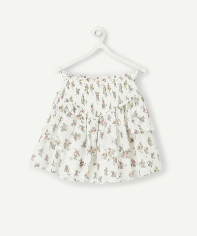 Outlet radius - CREAM FLORAL SKIRT WITH FRILLS