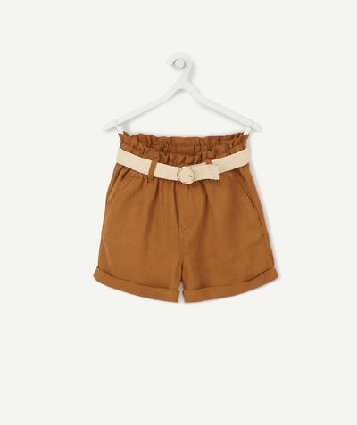 Low prices  radius - STRAIGHT OCHRE SHORTS WITH A BEIGE PLAITED BELT