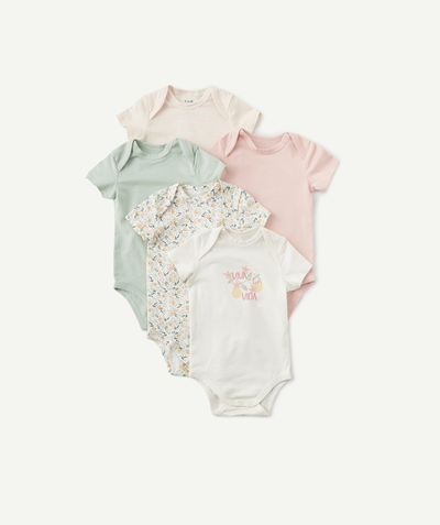 Baby-girl radius - PACK OF FIVE SPRING-INSPIRED ORGANIC COTTON BODYSUITS