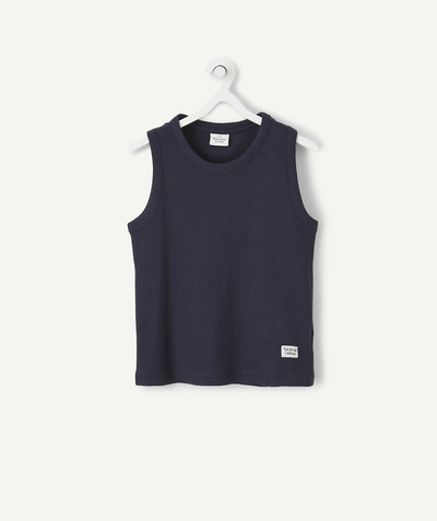 Outlet radius - NAVY BLUE RIBBED TANK TOP IN ORGANIC COTTON