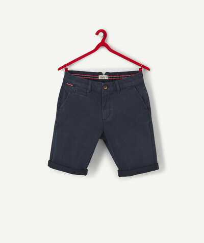 Teen boys' clothing radius - NAVY BLUE BERMUDA SHORTS IN RECYCLED COTTON WITH POCKETS
