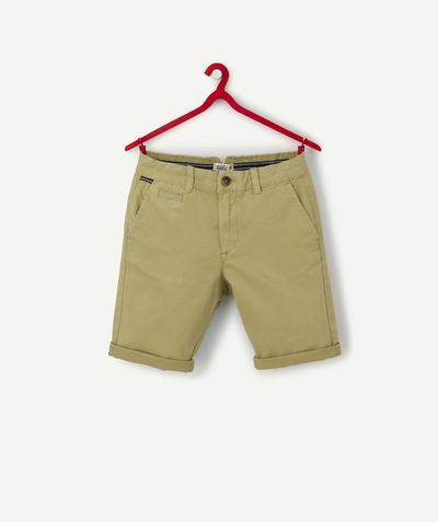 Shorts - Bermuda shorts family - OLIVE GREEN BERMUDA SHORTS IN RECYCLED FIBERS WITH POCKETS