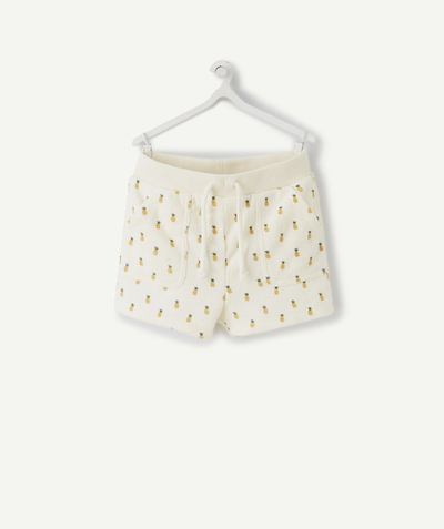 Baby-boy radius - CREAM TOWELLING SHORTS WITH A PINEAPPLE DESIGN