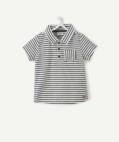 Shirt and polo radius - BLUE AND WHITE STRIPED TOWELLING POLO SHIRT