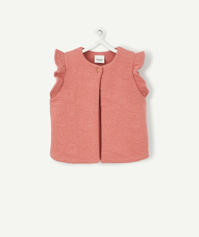 Baby-girl radius - OLD ROSE CARDI IN RECYCLED FIBRES WITH FRILLS