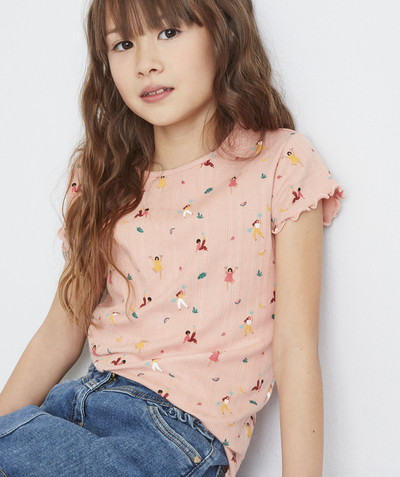 Girl radius - PINK KNITTED T-SHIRT ORGANIC COTTON WITH A DESIGN