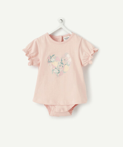 Top family - TWO-IN-ONE PINK ORGANIC COTTON T-SHIRT BODY WITH A DESIGN