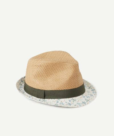 Special occasions' accessories radius - KHAKI STRAW HAT WITH A PRINTED BRIM