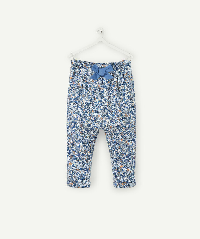 Low prices radius - BLUE FLOWER-PATTERNED TROUSERS WITH FANCY BOWS AT THE WAIST