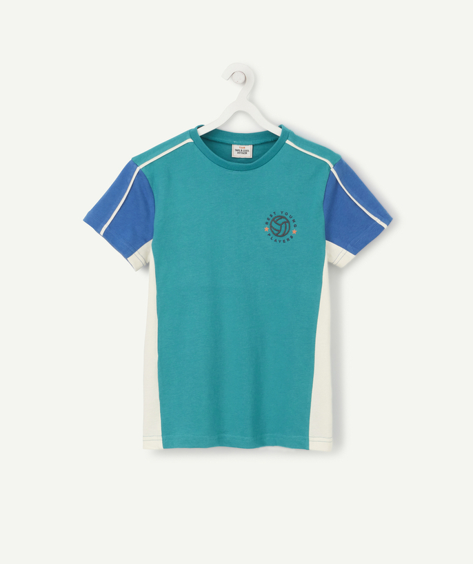 Original Days radius - TRICOLOURED T-SHIRT IN ORGANIC COTTON WITH AN EMBROIDERED BASEBALL DESIGN
