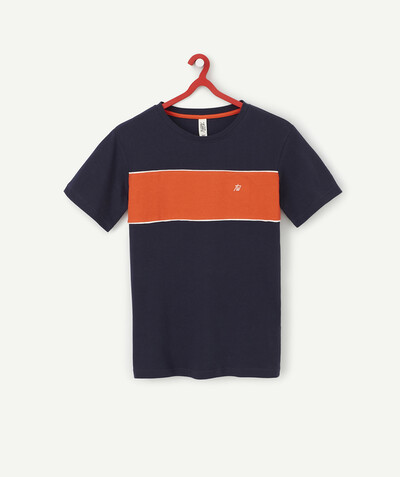 Outlet radius - T-SHIRT IN BLUE AND RED COTTON PIQUE