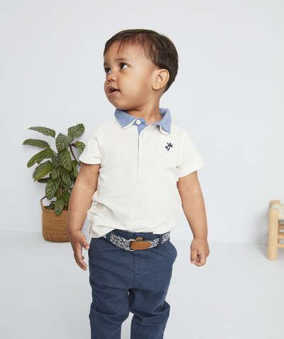Baby-boy radius - WHITE POLO SHIRT IN COTTON PIQUE WITH AN EMBROIDERED DESIGN