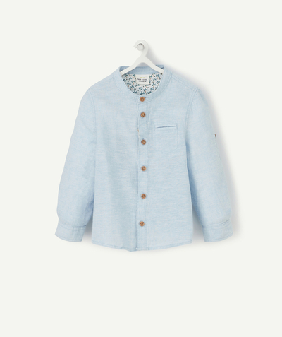 Baby-boy radius - PALE BLUE SHIRT IN LINEN AND COTTON
