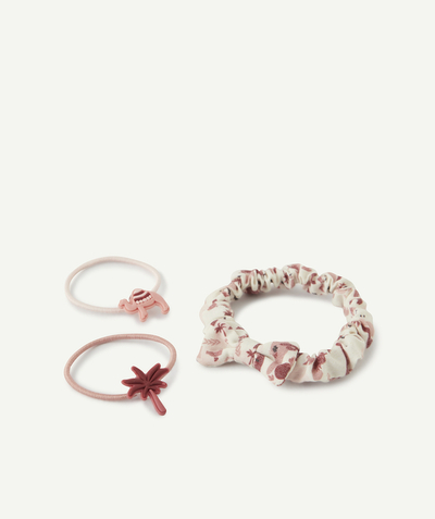 Hair accessories Tao Categories - SET OF THREE HAIR ELASTICS PRINTED AND WITH RUBBER MOTIFS