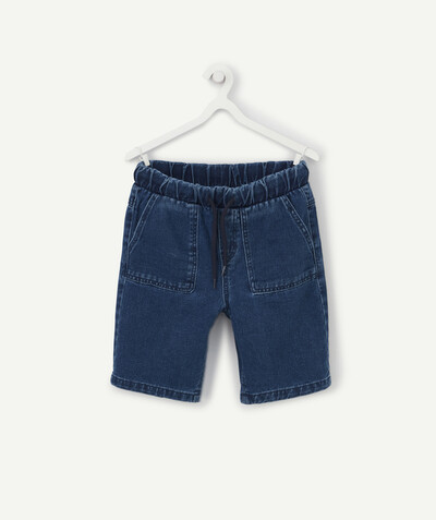 BOTTOMS radius - STRAIGHT BERMUDA SHORTS IN NAVY DENIM WITH POCKETS AND CORDS