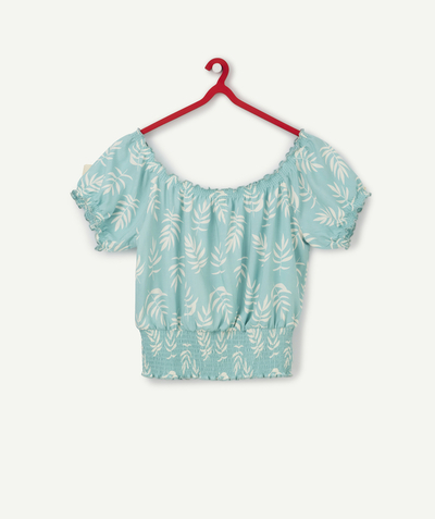 Girl radius - BLUE CROPPED PRINTED BLOUSE IN ECO-FRIENDLY VISCOSE