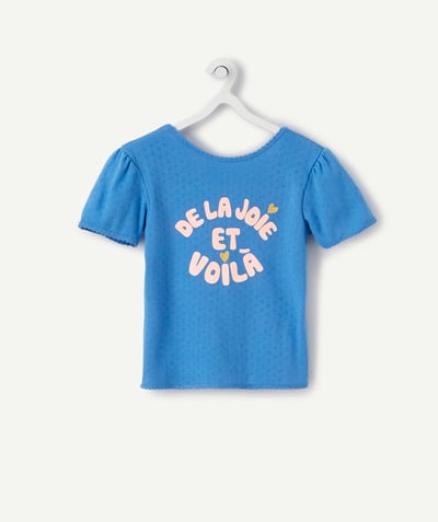 Low prices  radius - BLUE T-SHIRT IN ORGANIC COTTON WITH A SPARKLING MESSAGE