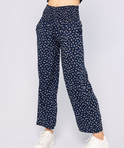 Special Occasion Collection Sub radius in - WIDE BLUE FLORAL TROUSERS IN ECO-FRIENDLY VISCOSE