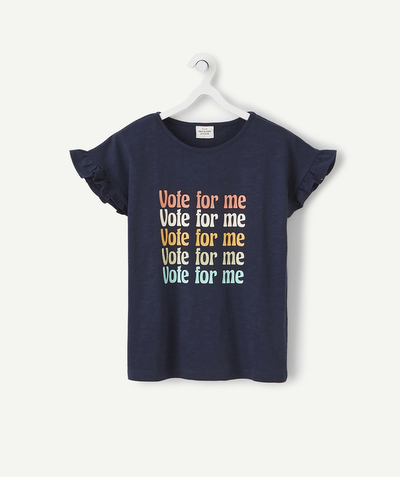 Low prices  radius - NAVY BLUE ORGANIC COTTON T-SHIRT WITH A COLOURED DESIGN