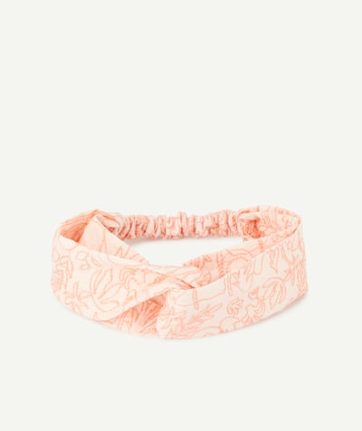 Baby-girl radius - PINK EMBROIDERED AND KNOTTED HAIRBAND