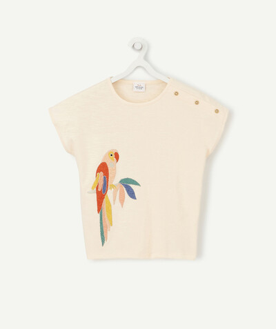 T-shirt Rayon - LE T-SHIRT ROSE EN COTON BIOLOGIQUE AVEC FLOCAGE PERROQUET