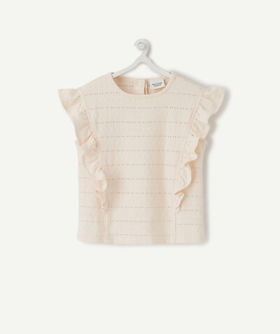 Outlet radius - PASTEL PINK SLEEVELESS T-SHIRT WITH FRILLS