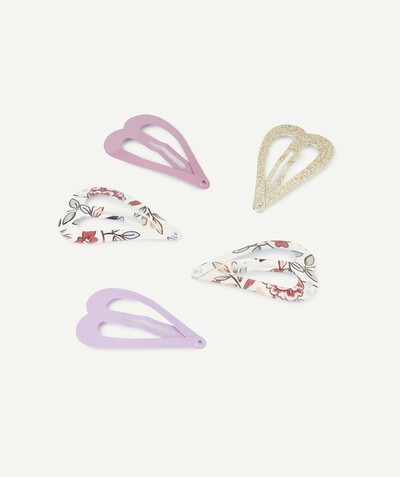 Hair accessories Tao Categories - SET OF FIVE HEART-SHAPED HAIR CLIPS