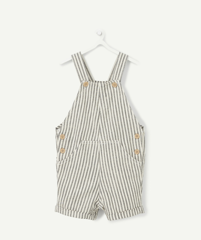 Dungarees radius - BABY BOYS' BLACK AND WHITE STRIPED DUNGAREES