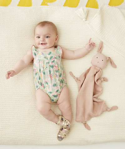 Sleep bag - Playsuit - Pramsuits family - FLORAL ROMPER SUIT IN ORGANIC COTTON WITH SHOULDER STRAPS