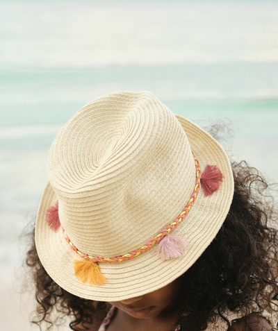 Girl radius - STRAW HAT WITH SPARKLING DETAILS AND POMPOMS