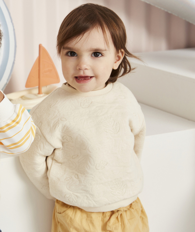 Pullover - Sweatshirt Tao Categories - BABY GIRLS' CREAM SWEATSHIRT WITH GOLD DETAILS