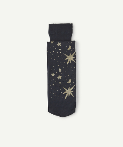 Sales radius - GIRLS' NAVY BLUE VOILE TIGHTS WITH GOLD DOTS AND STARS