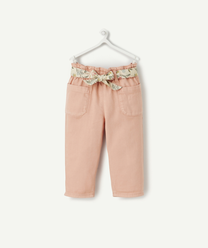 Trousers radius - BABY GIRLS' STRAIGHT TROUSERS IN ECO-FRIENDLY PINK VISCOSE