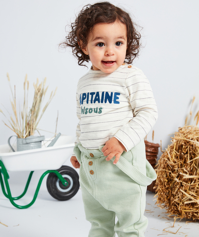 Comfy outfits radius - BABY BOYS' T-SHIRT IN COTTON AND STRIPES WITH A MESSAGE