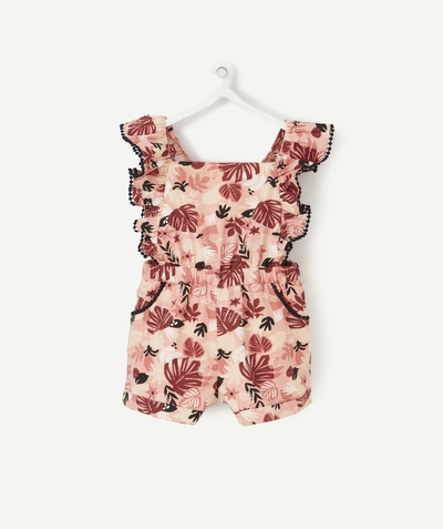 Jumpsuits - Dungarees radius - PINK LEAF PRINT PLAYSUIT WITH STRAPS